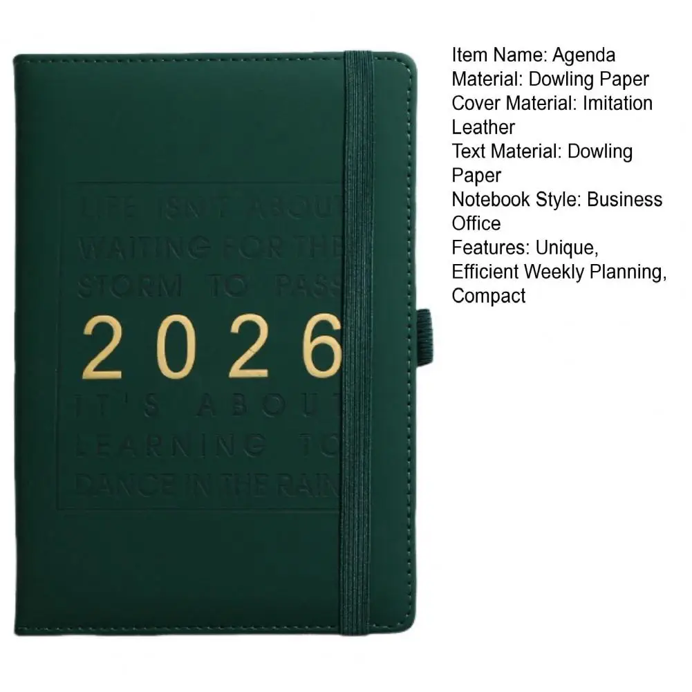2026 Weekly Planner Daily Productivity Notebook With Monthly Layout Hardcover Organizer Morandi Color Leather For Work School