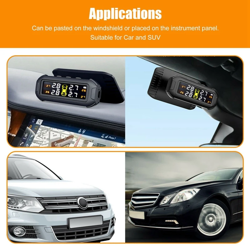 TPMS Solar Tire Pressure Sensor Monitoring System Tyre External Sensors Car TMPS