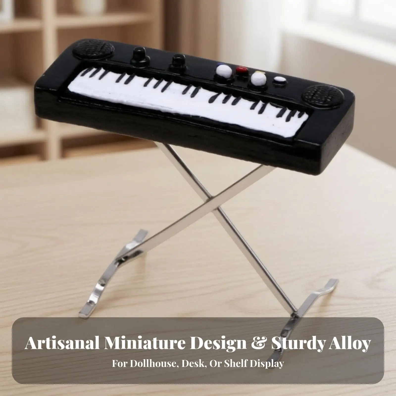 Compact Miniature Electronic Piano Model | Detailed Keyboard and Speaker Accents, Raised Control Buttons, Miniature Piano with