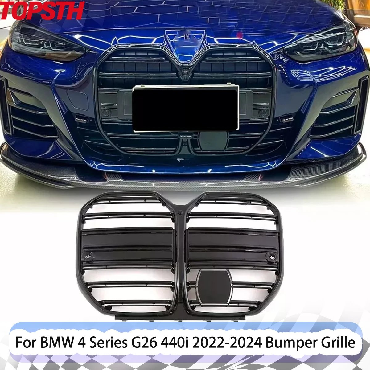 

Front Mesh with ACC Bumper Grill Double Line Grille ABS material for BMW 4 Series G26 440i 2023 - 2024 Car Accessories