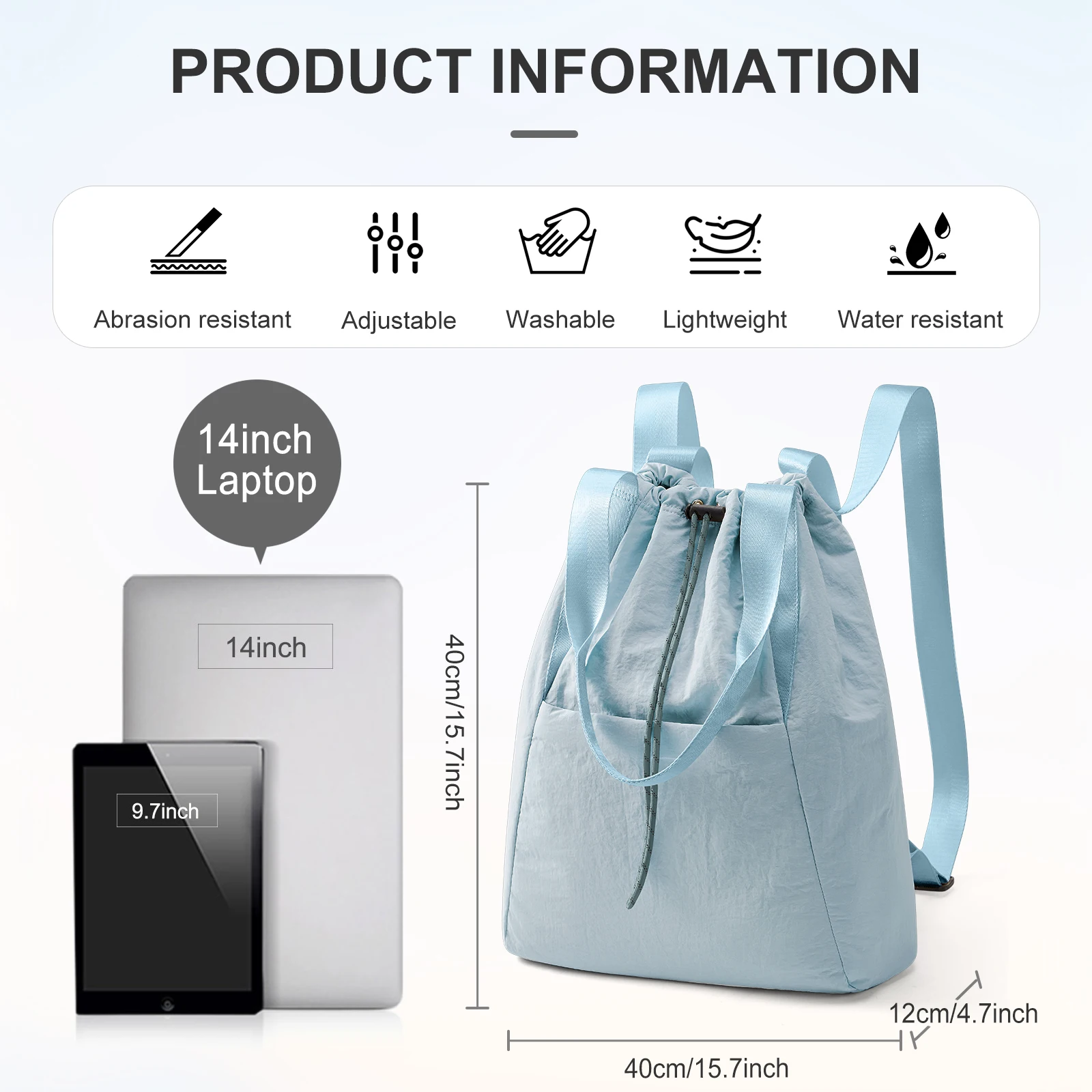 Women Tote Bag Travel Lightweight Sports Bag Tennis Racket Bags for Women, Tennis Racket Backpack,Fashion Rope Shrinkage Bag