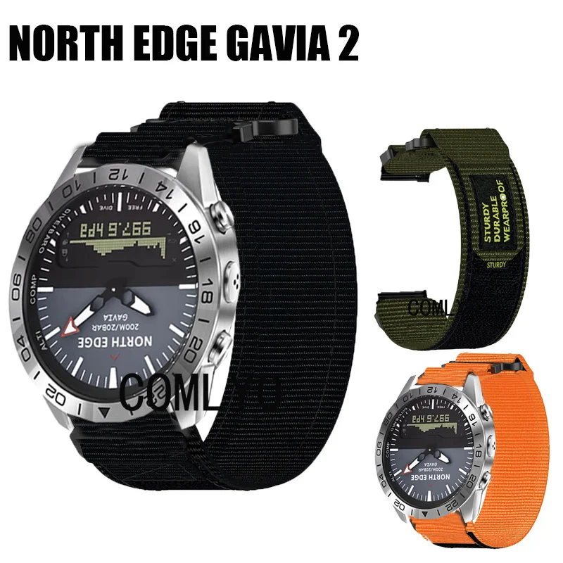 For NORTH EDGE GAVIA 2 Strap Men Watch Nylon Canvas Sports soft  Band Women Outdoor Belt