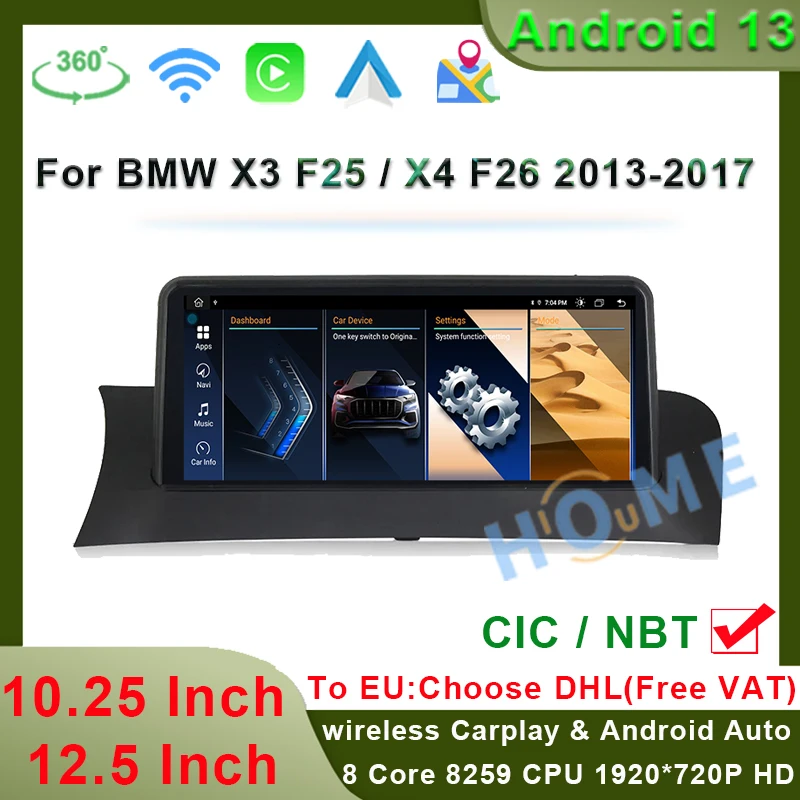 Factory Car Radio Android 13 For BMW X3 F25 X4 F26 Multimedia PlayerAUTO Carplay Monitor Google  GPS Navigation 4G Touch Screen