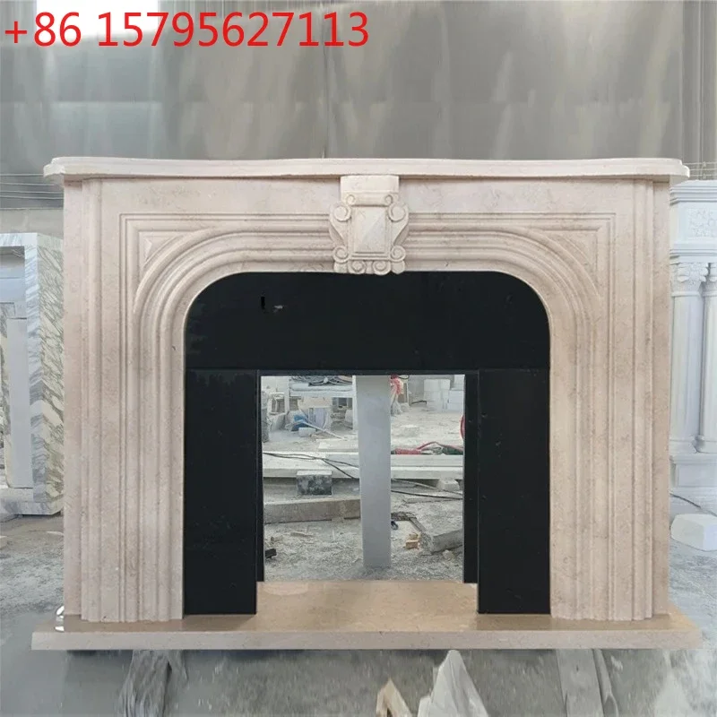 

Marble fireplace French retro quiet wind living room stone fireplace European American modern