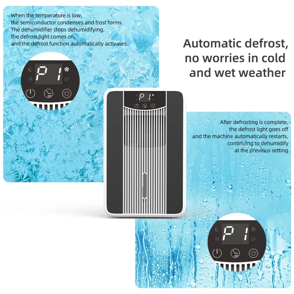 مزيل الرطوبة الممتص للرطوبة لغرفة النوم والمكتب المنزلي بسعة 42 أونصة، تشغيل صامت، مع أضواء ملونة، مفتاح مؤقت