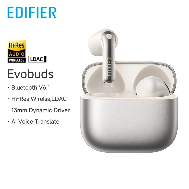Edifier Evobuds True Wireless Earbuds Bluetooth Earphone with AI Voice Translation Noise Cancelling Bluetooth 6.1 Hi-Res IP54
