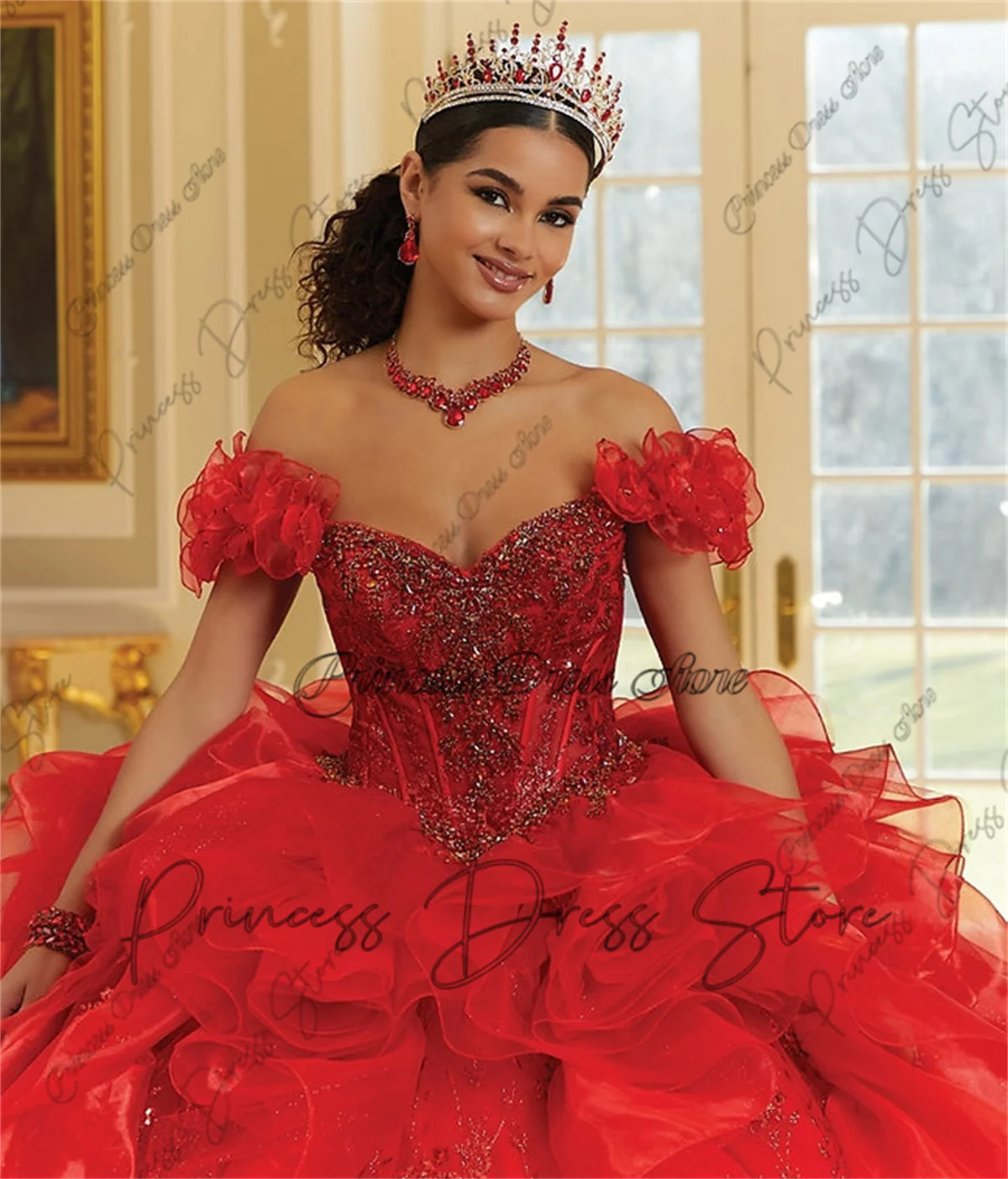 Robe De bal De luxe à fleurs 3D, robes De Quinceanera, avec des Appliques De perles et des volants, douce 16, personnalisées, 2025