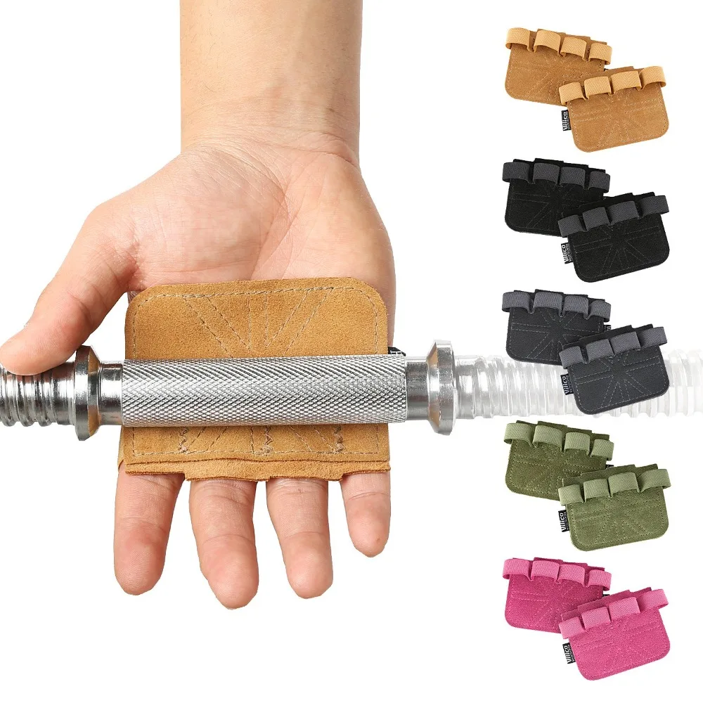 

1Pair Leather Weight Lifting Training Gloves Palm Protection Breathable Gym Gloves Grips Wear-resistant Four-finger
