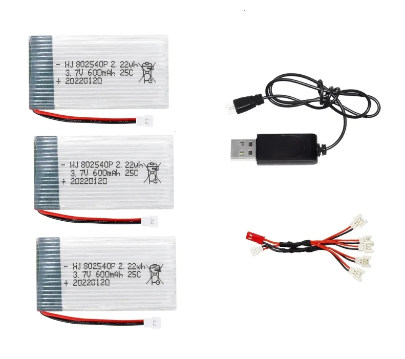 3.7V 600mAh 25C Li-po Battery 802540P XH2.54 plug/USB for X5 X5C X5SC X5SW M68  X705C R/C Quadcopter R/C Drone R/C Cars Parts