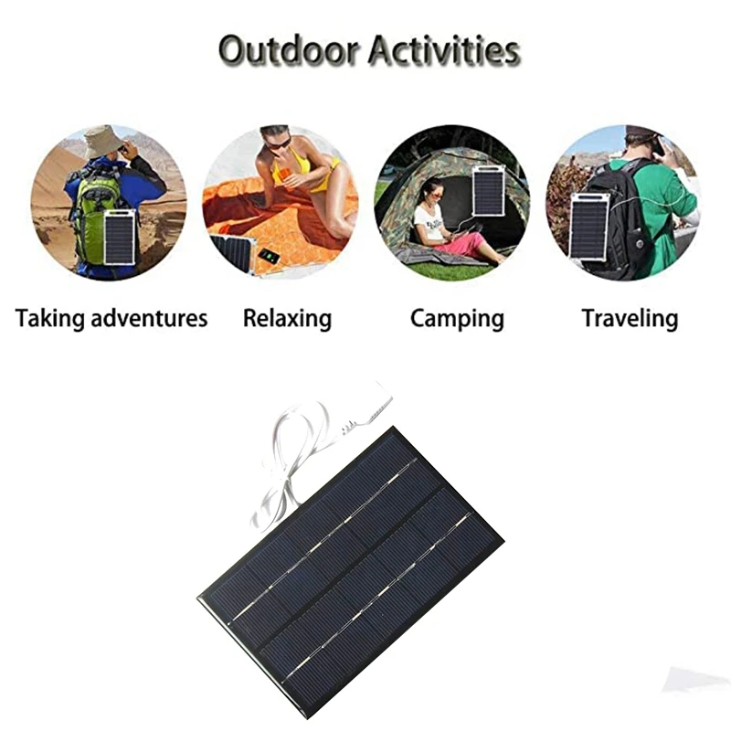 2 Вт, 5 В, солнечная панель, USB-зарядное устройство для аккумуляторов, внешнее портативное, водонепроницаемый, поликремниевое солнечное зарядное устройство