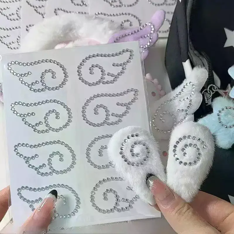 2 Sheets 3D Acrylic Angel Wings Crystal Stickers Fish Cakes Sparkly Rhinestone Decals DIY Decor Self Adhesive Jewelry Crafts image 2