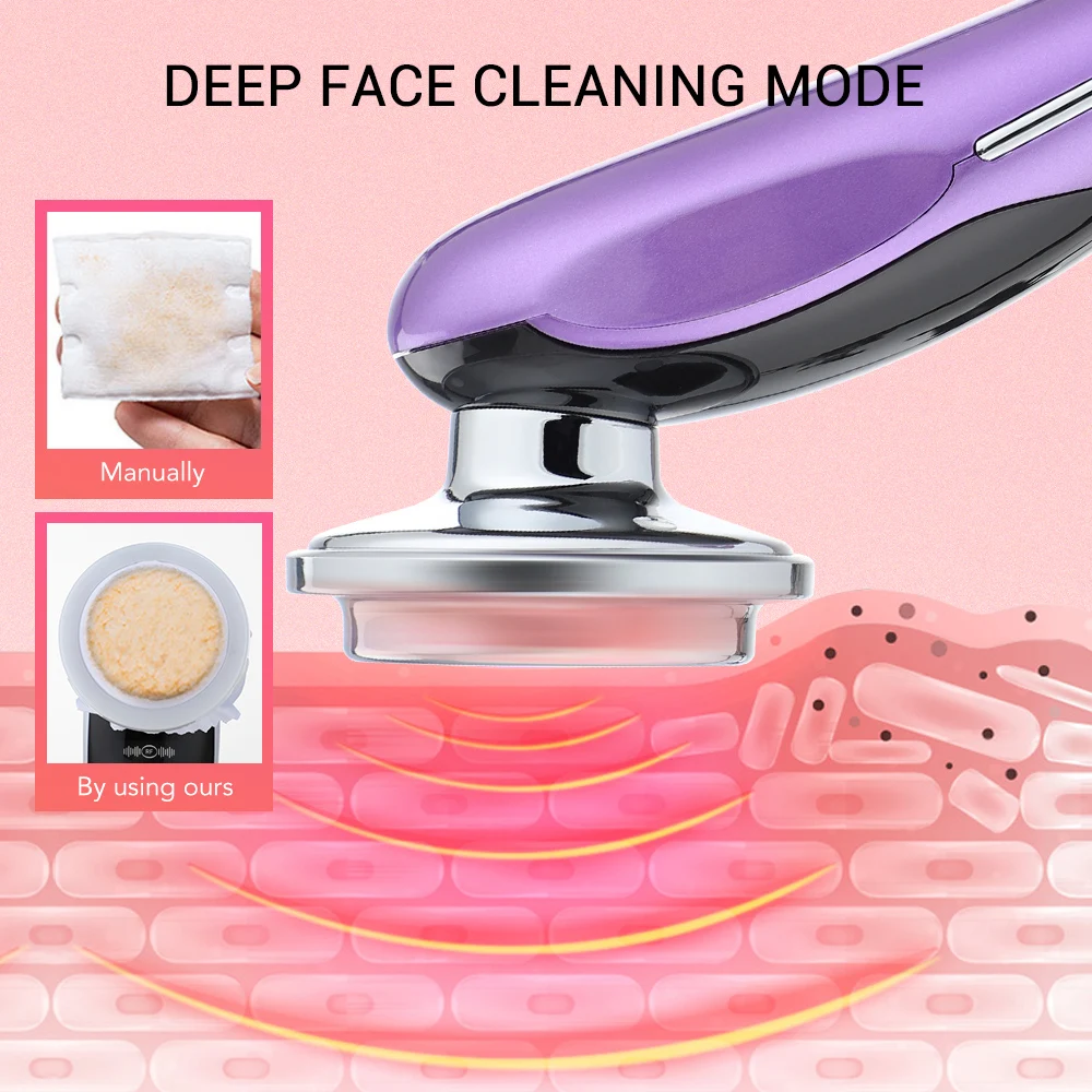 7 In 1 Facial Lifting Beauty Device EMS Microcurrent Vibration Massage Skin Rejuvenation Cleaning Care Face Firming Massager