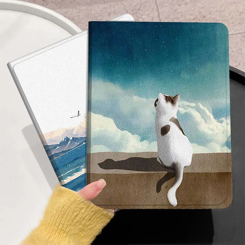 

Scenery Cat Sea Gift For Huawei MediaPad T5 T10s M6 M5Lite SE Honor Tab 5 6 7 V7 V8 X8a X9a Pro Soft Tablet Case