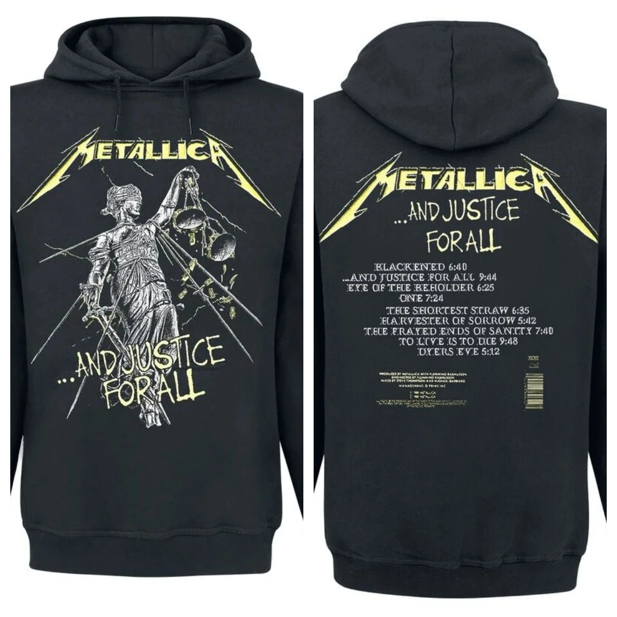 والعدالة للجميع _ ميتاليكا هوديي نمط مطبوعة للرجال والنساء فضفاض دافئ هوديي عادية الخريف/الشتاء موضة فاخرة #1
