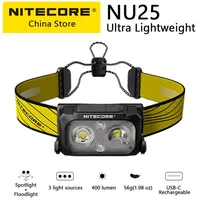 Original NITECORE NU25 USB-C Rechargeable Headlamp Built-In Battery,Three-Light Source Headlight For Running Trekking Backpacker