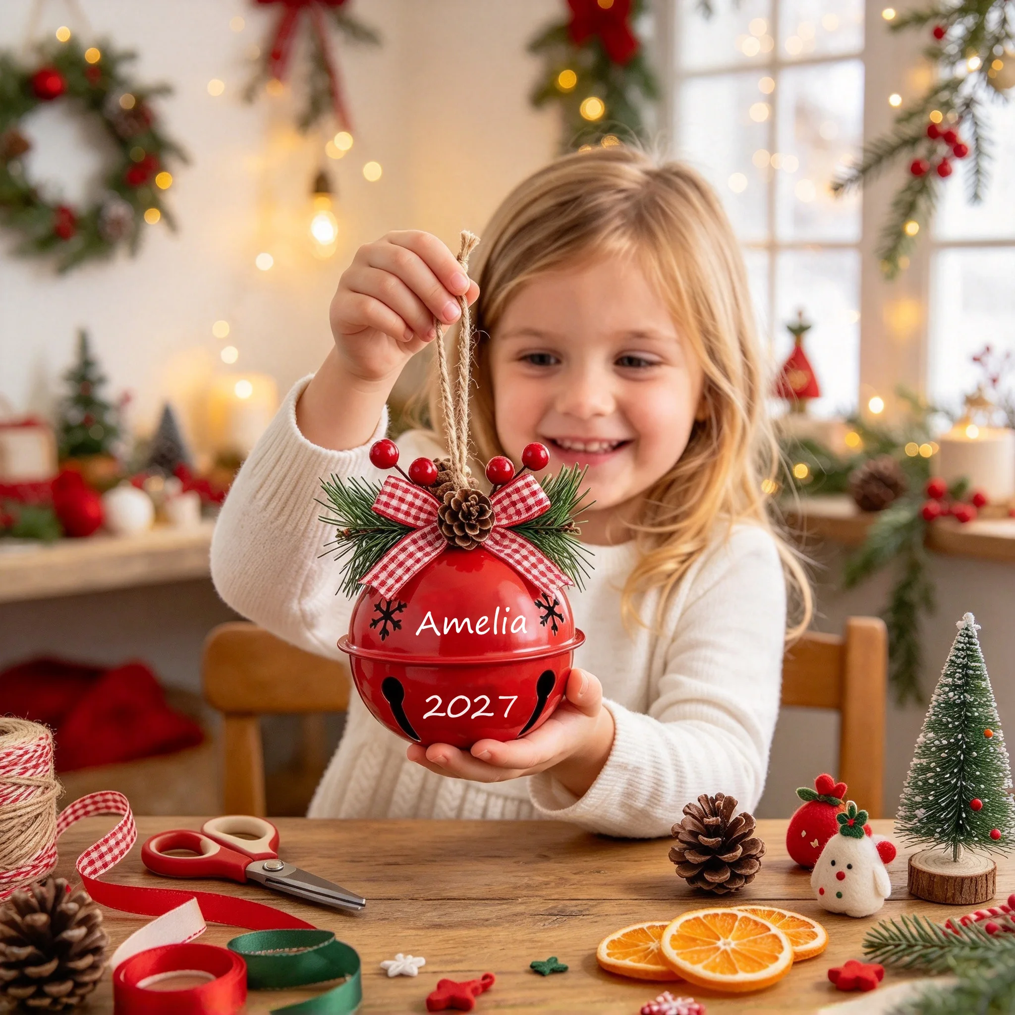 Personalized Christmas Jingle Bell Ornaments,Custom Name & Year,Xmas Tree Hanging Pendant,Mantel,Wreath,Unique Gift for Friends