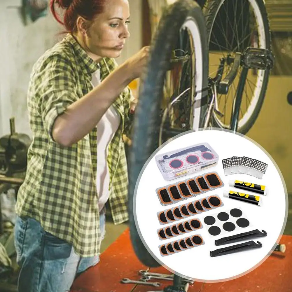 32pcs Bicycle Tire Repair Kits Tools Cycling Inner Tube Patching Tyre Filler Glue Free Cold Patch Sealant Fix Portable Tire Kit