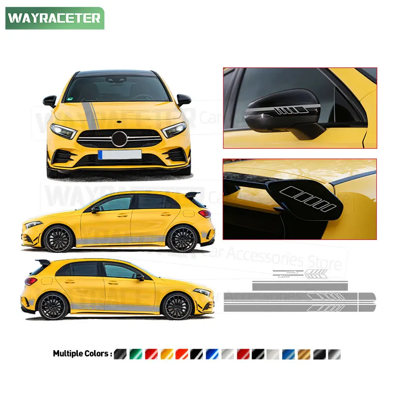 

4 Pcs/Set Final Edition Side Stripes Sticker Carbon Fiber Vinyl Decal For Mercedes Benz A Class W177 A45 AMG A45S Accessories