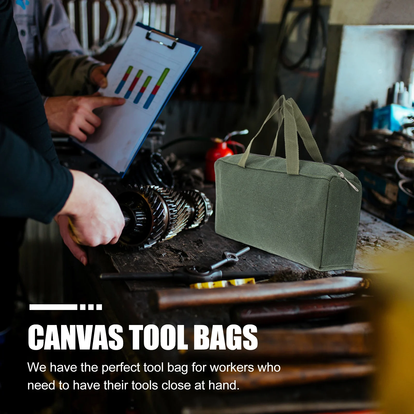 Large Capacity Mechanics Tool Bag Auto Repair Canvas Multi-Function Storage Wide Mouth Dual Handles Heavy Duty Organizer For