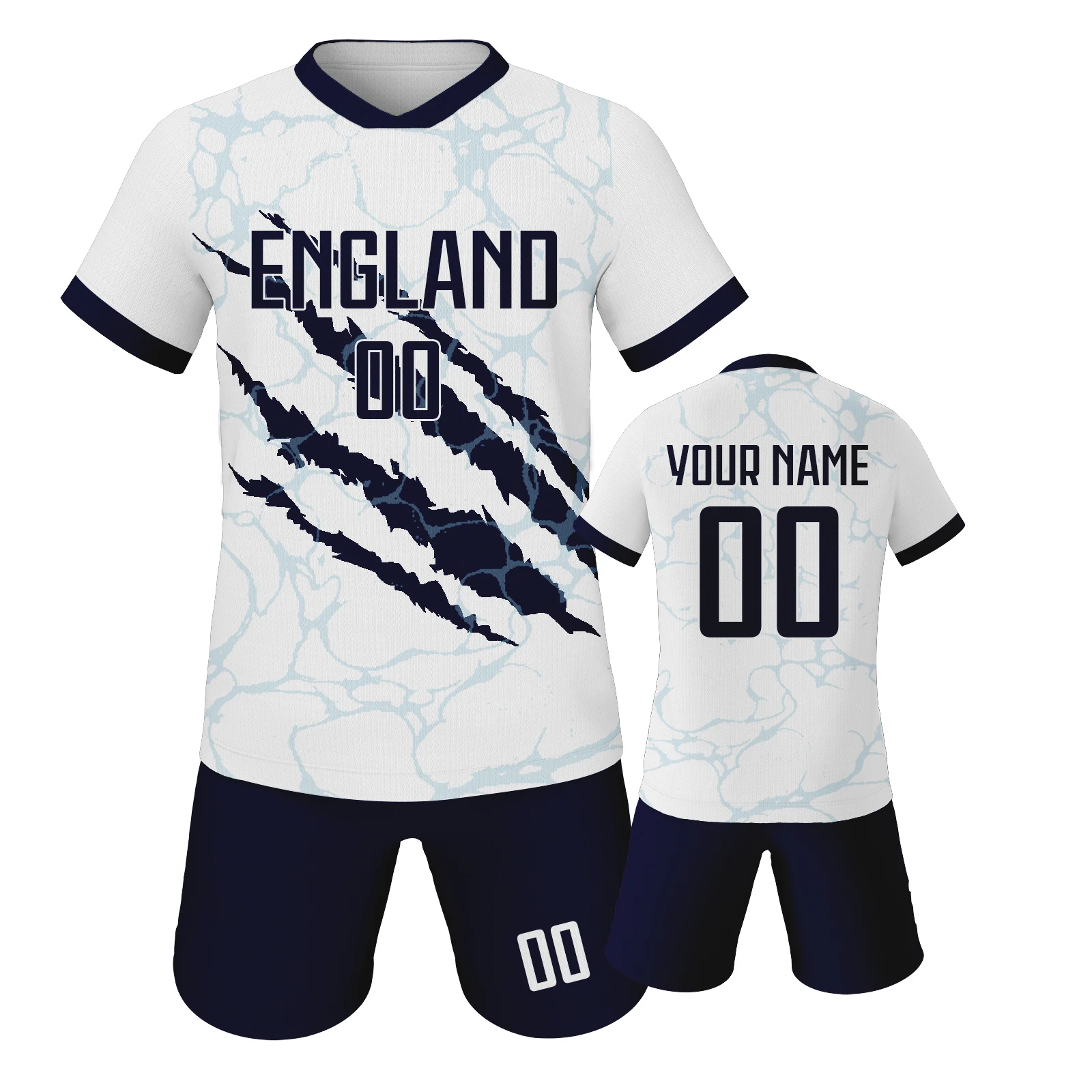 

Custom England Soccer Kit Personalized Printed Your Name＆Number Football Uniform National Team Football Jersey for 3-14Y Fan