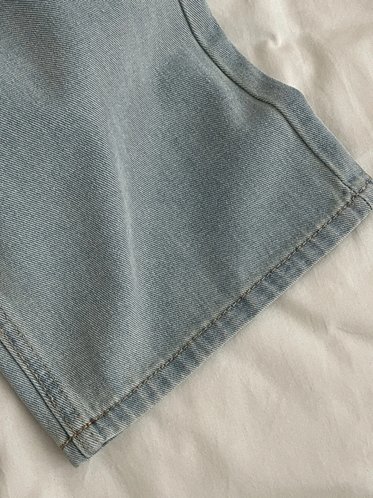 Pantaloni in Denim dritto blu da donna autunno nuovi pantaloni con tasche ricamate con fiocco a vita alta Jeans a gamba larga femminili Streetwear