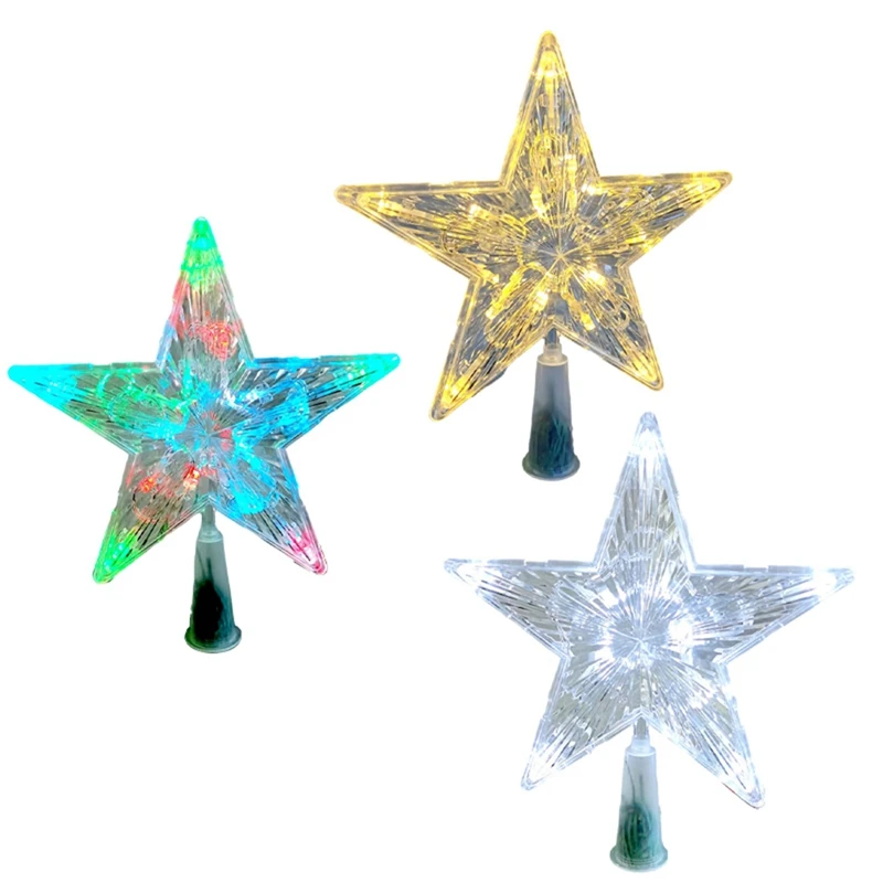 

LED Transparent Five-Pointed Star Christmas Tree Spire, Home Christmas Tree Decorations, Christmas Wreath Ornaments