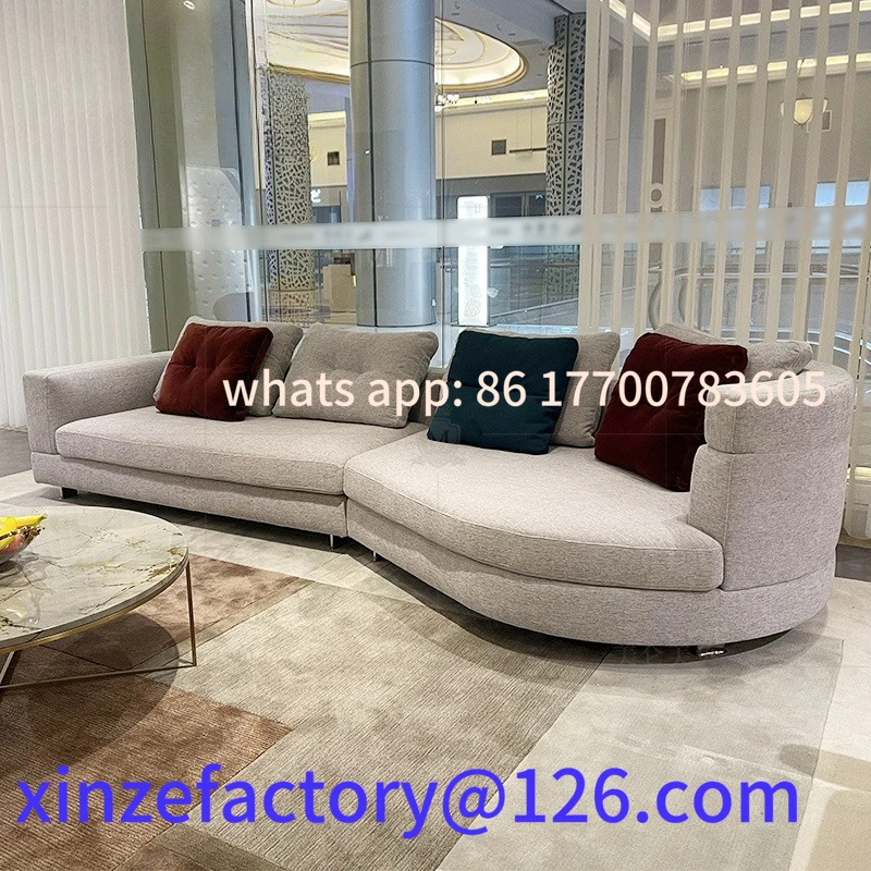 

Customizable soft bag Milo curved combination sofa villa mansion beige extended quadruple sofa