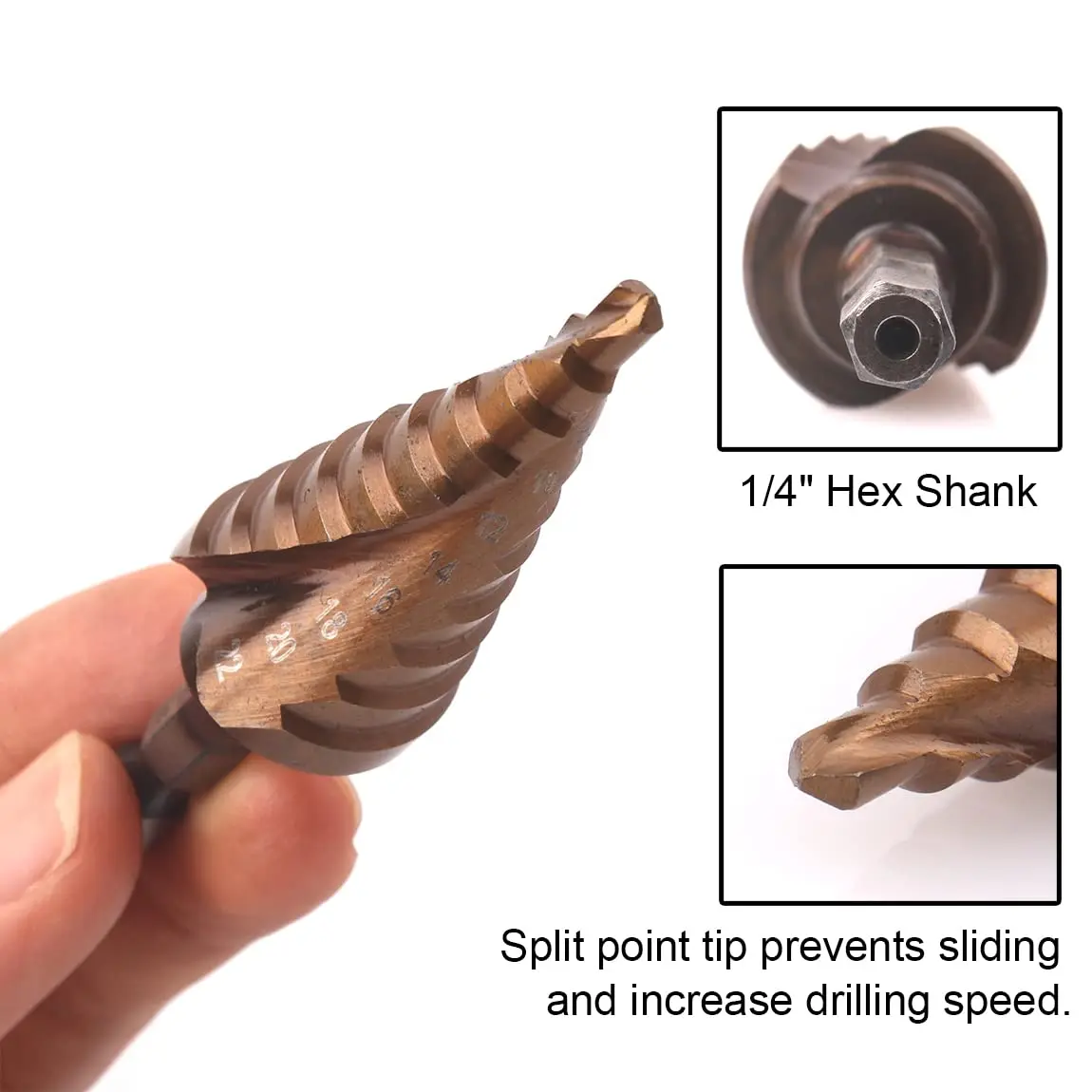 1pc M35 Step drill 5% Cobalt Step Drill 4-22mm High Speed Steel Cone Metal Drill Bit Groove Step Drill Tool