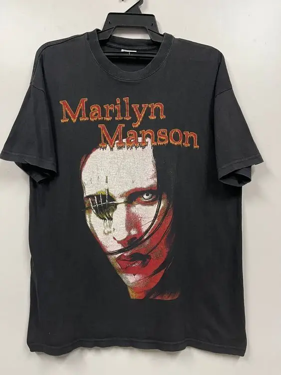 Rare Vintage 90's Marilyn Manson Promo Album Rock Band T Shirt KH4406