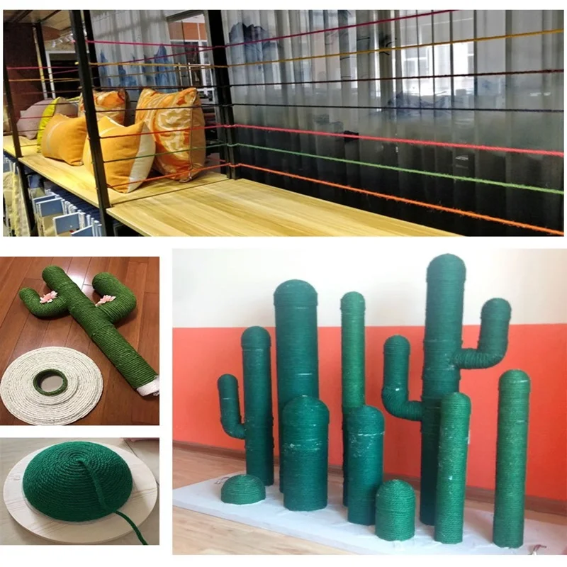 10 ياردة حبل الكتان الملون 4.5 مللي متر قوي المنسوجة بإحكام القط تسلق الإطار رياض الأطفال المنسوجة يدويا DIY بها بنفسك الرجعية ديكور المنزل الطرف