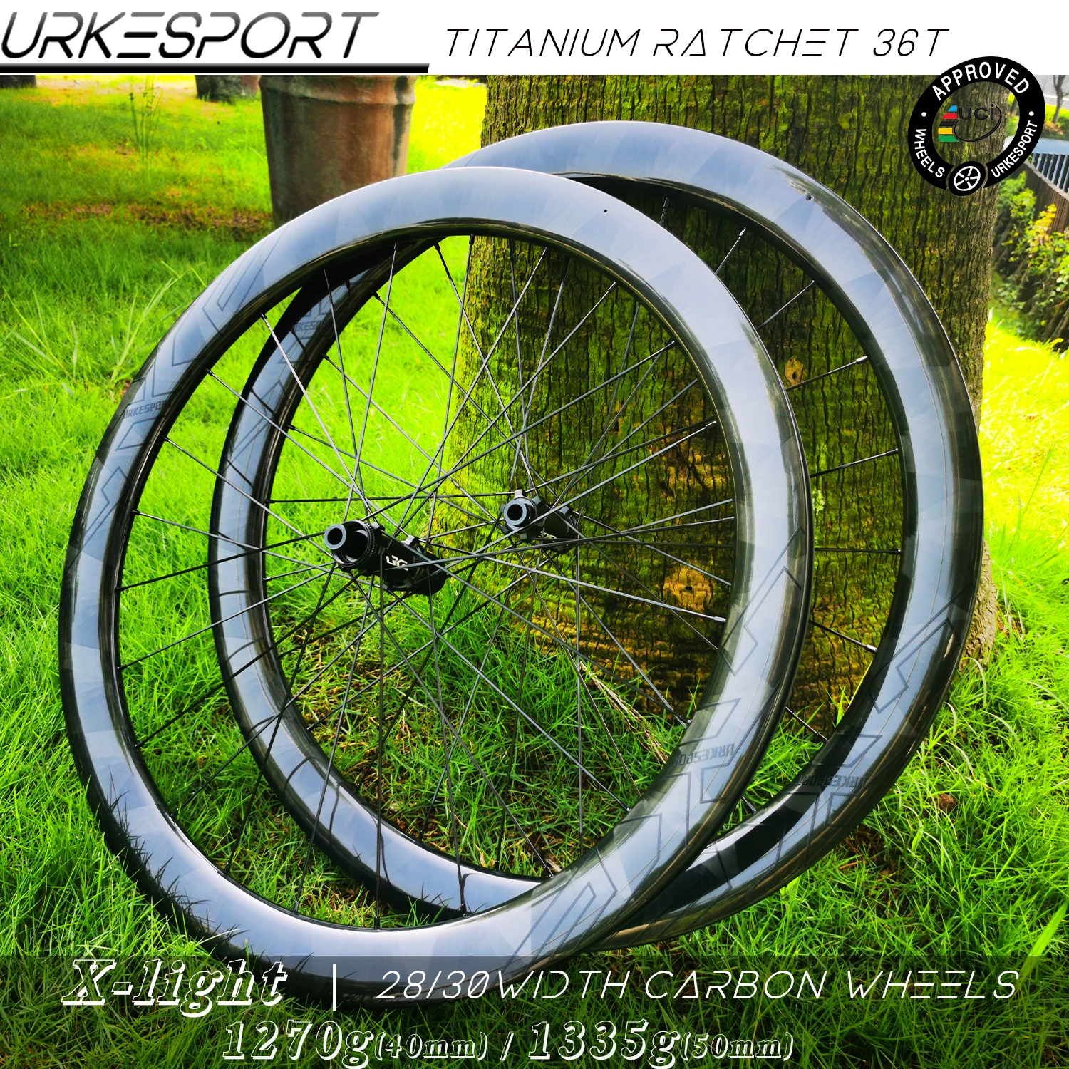 X-Light 1270g Tubeless Ready Urke190 Ratchet 700c Rennrad Carbon-Scheibenbremsen-Laufradsatz Normal / Keramiklager Fahrrad-Laufradsatz UCI-zertifiziert