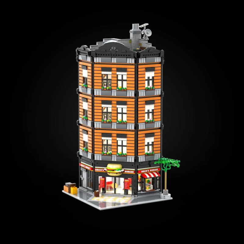 City Street View Moc Mattoni da costruzione Burger Ristorante Modello Tecnologia Blocco modulare Giocattolo Assemblaggio fai-da-te Set natalizio Regali