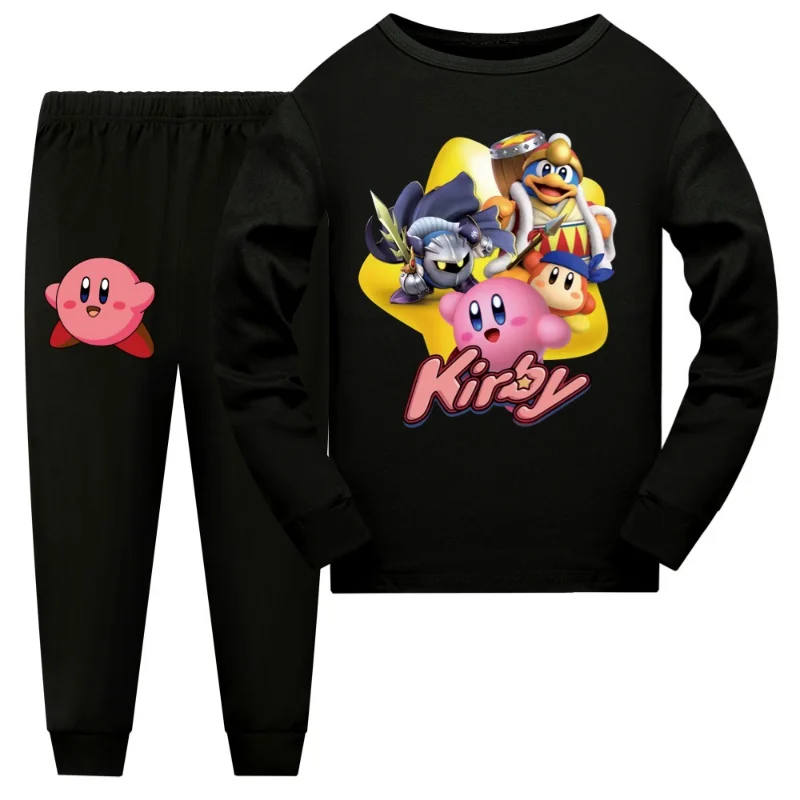 Kirby Children Long Sleeve Pajamas Sets Girls Nightwear Spring Autumn Boys Sleepwear Anime Cosplay Pyjamas Kids Birthday Gift