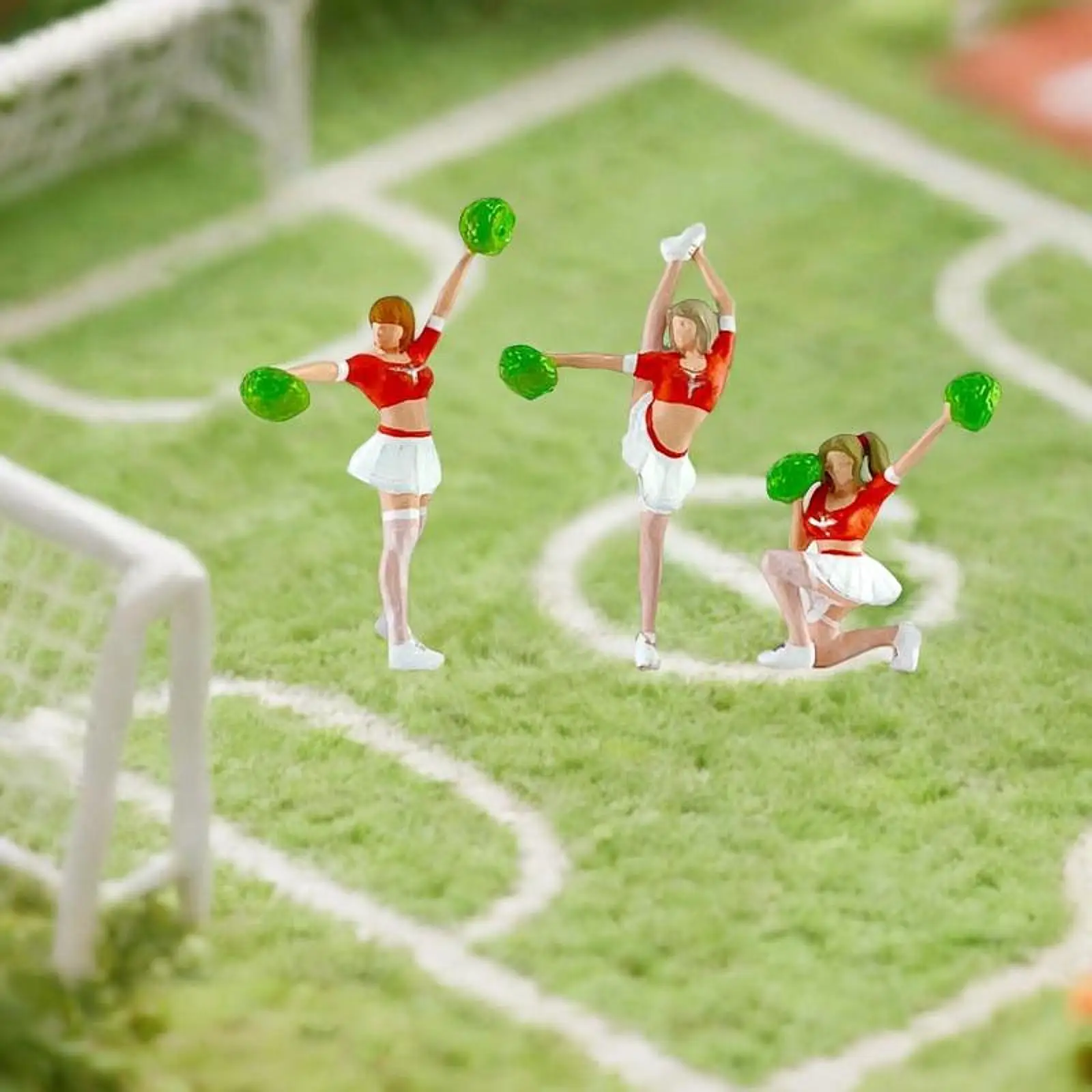 3 szt. Figurki w skali 1/64 Model ręcznie malowane figurki cheerleaderki rekwizyty piaskownica stołowa kolekcje Mini lalki Model Tiny People