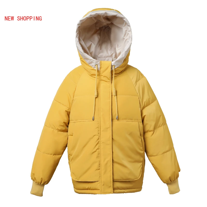 Winter Thick Hooded Jackets Short Women  Fashion Korean Style Warm Parka Oversized Loose Female Coats Outwear Manteau Femme