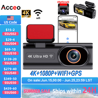 ACCEO Dash Cam WIFI GPS Mini CAR DVR Front 4K And Rear 1080P Dual Lens Black Box Room Camera Night Vision 24H Parking Monitor