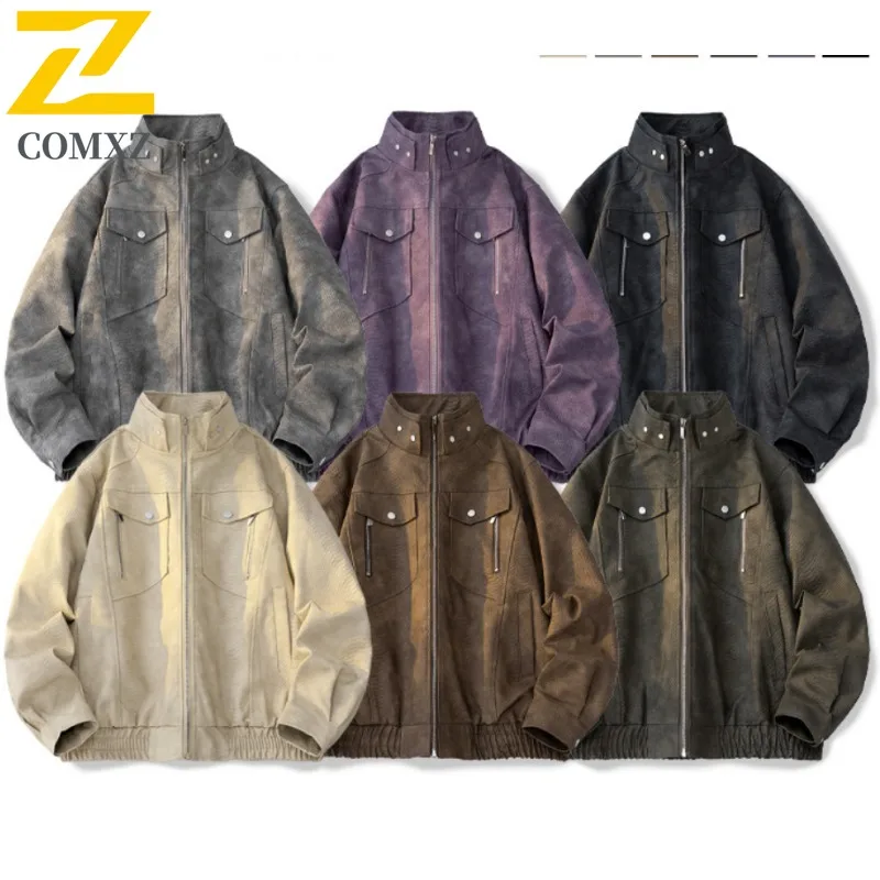 

COMXZ High Quality Biker Jacket Waterproof Minimalist Windproof Travel Work Jacket Leather Scratch Resistant Coat Men's Clothing