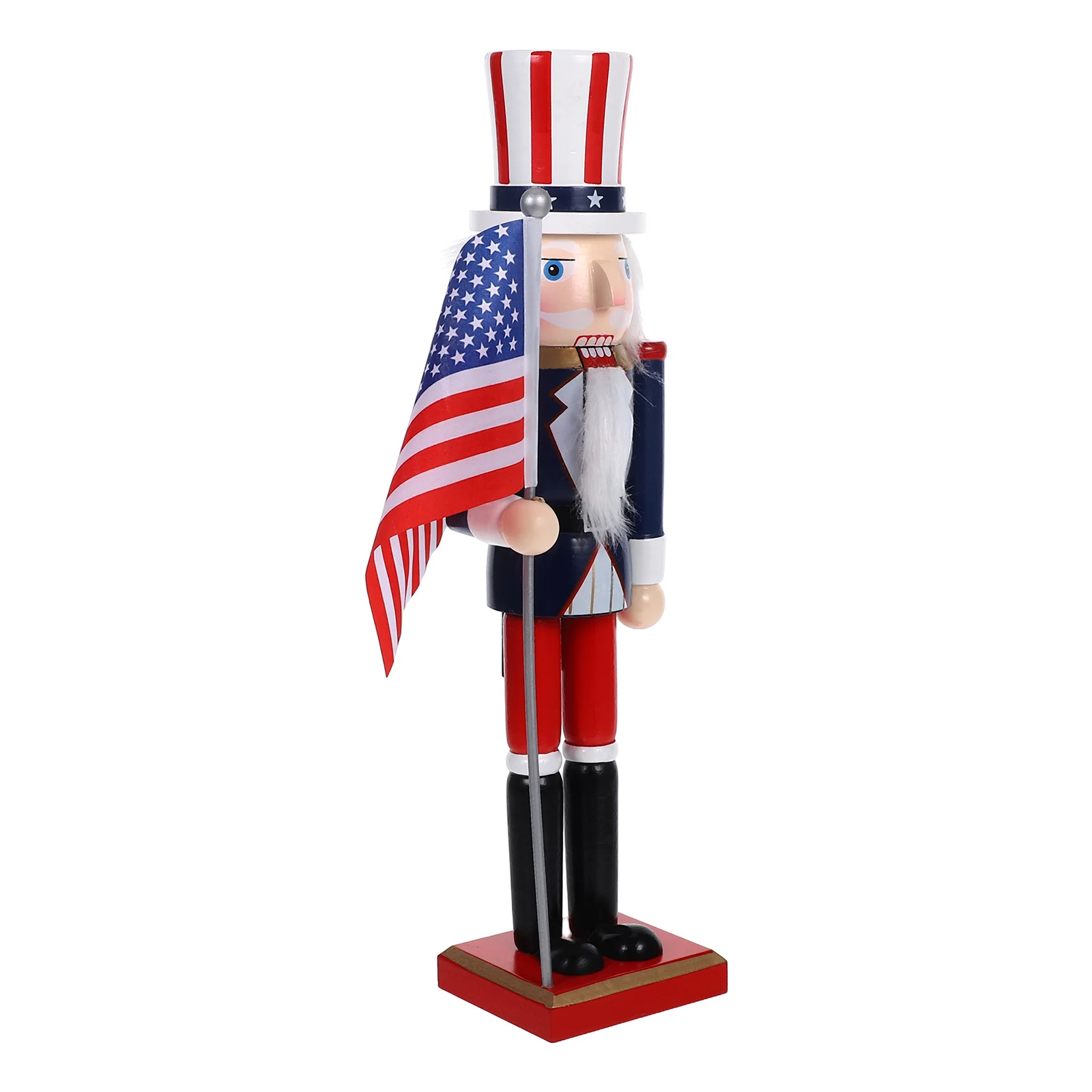 Nutcracker Soldier 38cm Wooden American Usa Flag Patriotic Nutcracker Traditional Christmas Shelf Table Decoration