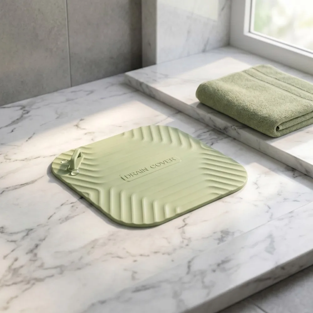 PVC Anti-clog Silicone Floor Drain Cover Grey, Green, Yellow, Red 15 x 15 cm Odor-proof Drain Sealing Mat
