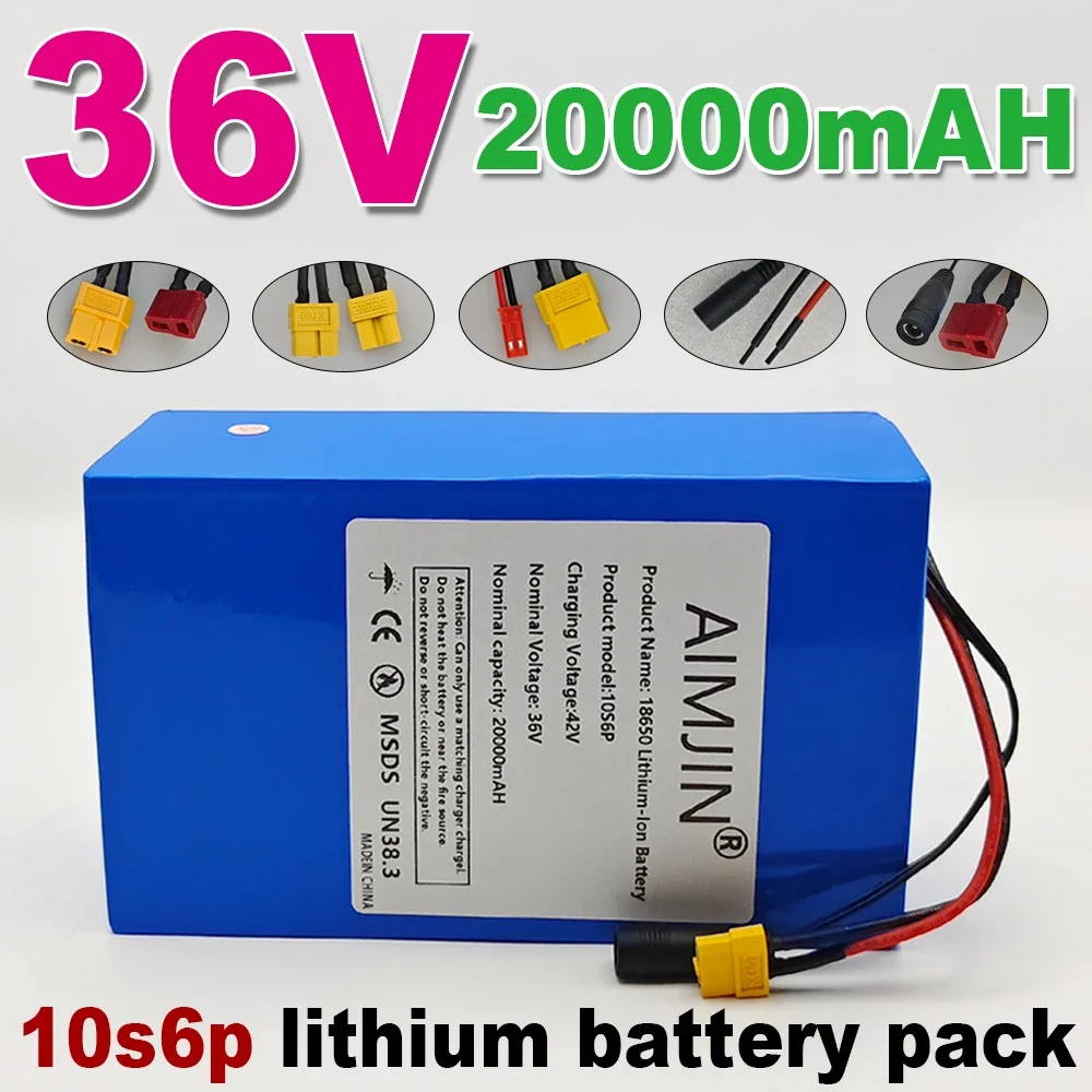 36V Rechargeable Battery 20Ah lithium-ion battery with BMS 10S6P battery pack for bicycles, wheelchairs, outdoor motorcycles
