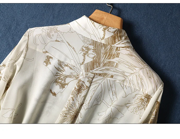 Satin bedruckte Damen hemden Vintage Blusen Polohals Frühling/Sommer neue Damen bekleidung lose Langarm Blumen Mode Tops