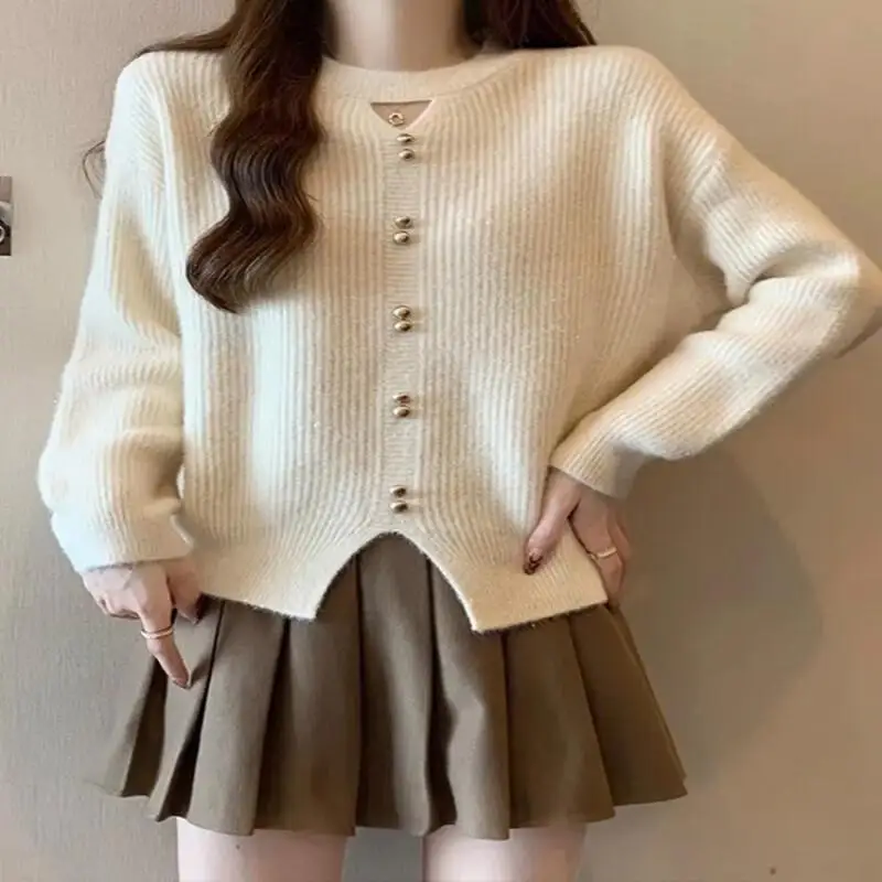 

Пуловер в французском стиле, красный вязаный свитер, мягкий трикотаж, большие размеры, женский, осенне-зимний, для многослойного образа, стройнящий силуэт, накидка-пальто