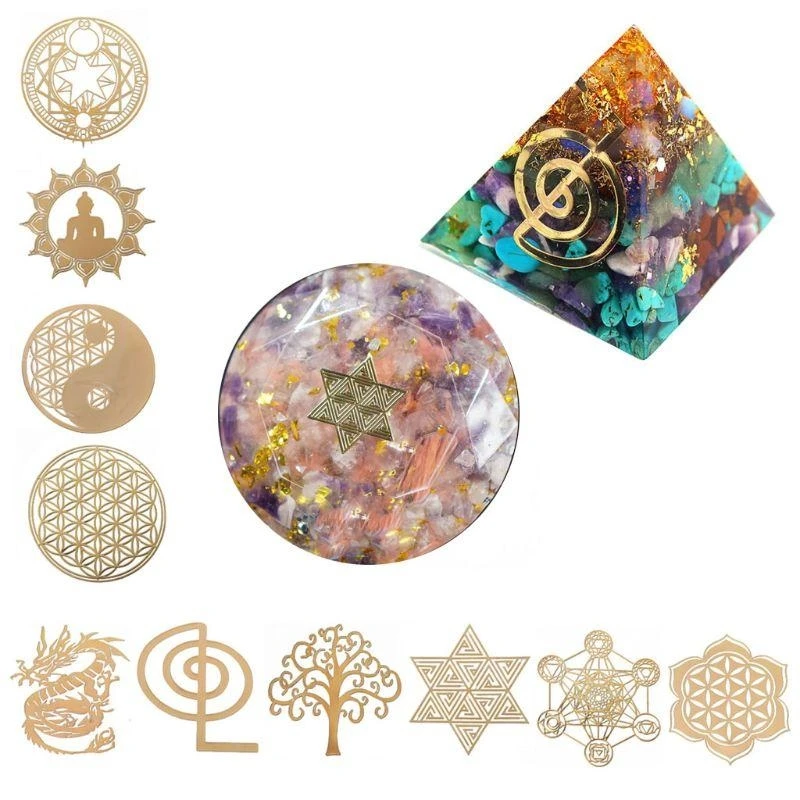 573B Copper Orgonite Sticker Copper Sticker Simulation Resin Decorative Sticker DIY Pyramid Epoxy Resin Crafts for DIY Crafts