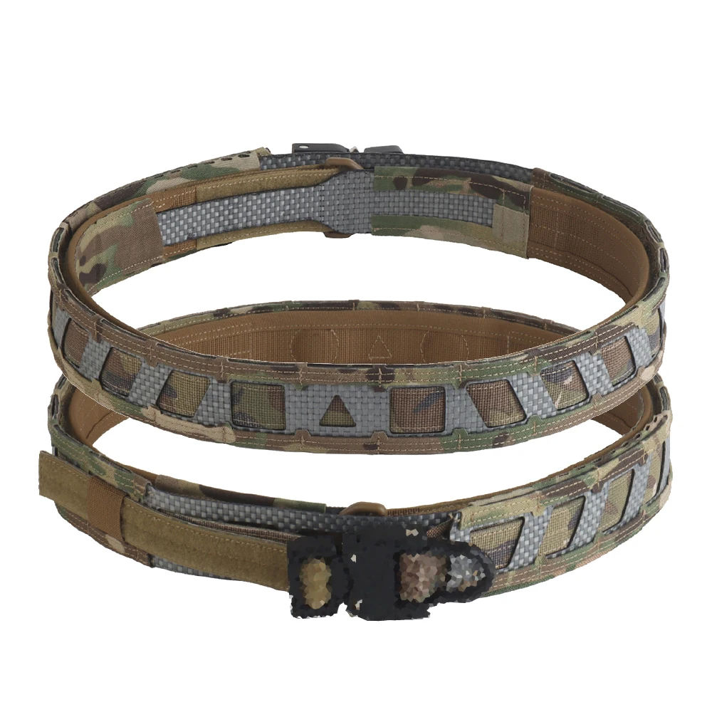 Ceinture de combat Style camouflage ceinture tactique MOLLE entraînement de chasse en plein air ceinture intérieure extérieure double avec système de localisation magnétique