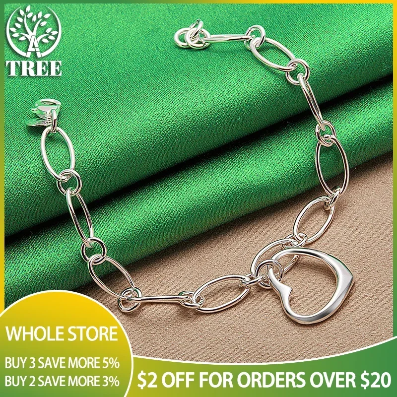 

ALITREE 925 Sterling Silver Cute Heart Chain Bracelets For Women Wedding Party Lovers Fashion Romantic Jewelry Accessories