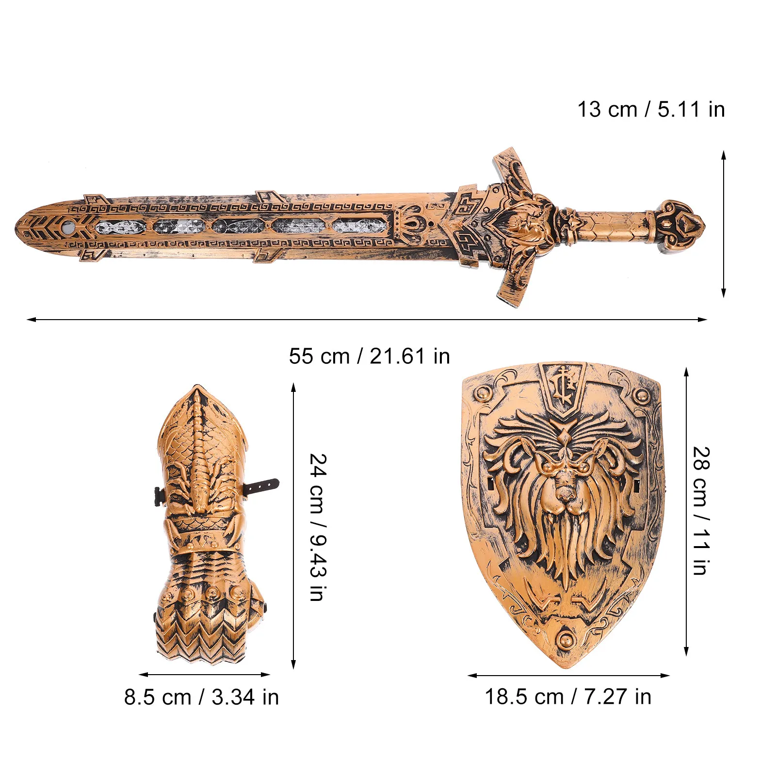 Toys for Boys Kids Swords Role Play Shield Knight and Performance Armaments Golden Cosplay
