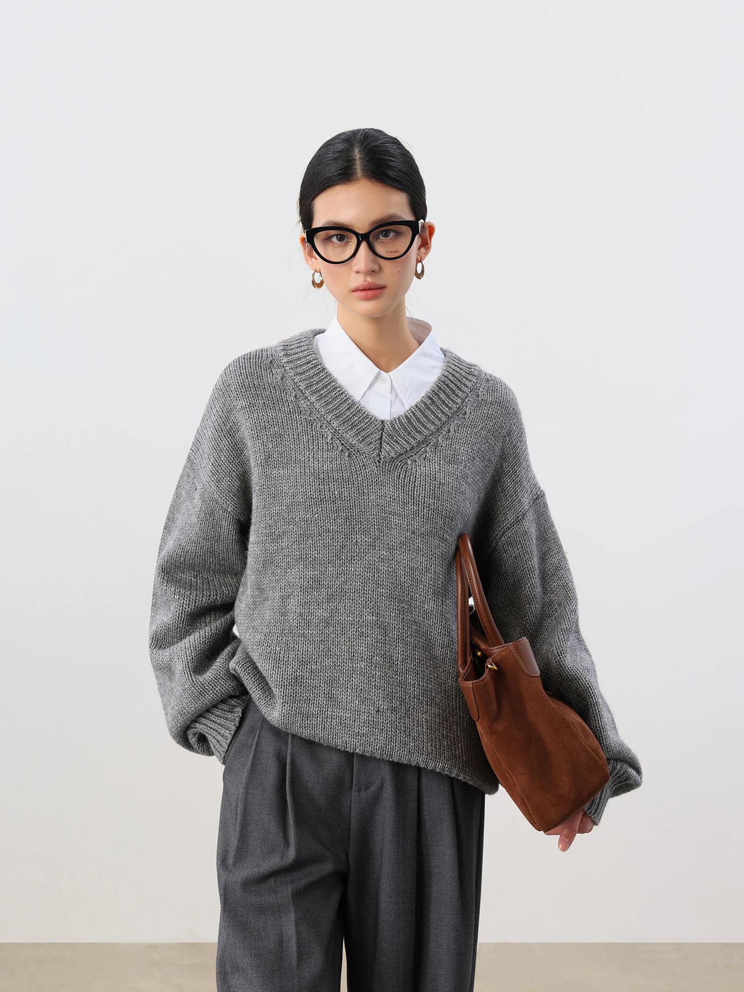 

J Iceland Wool Sweater V-Ne Long Sve Knitted Top Women's Premium Spun Yarn Overhead Clothing Autumn Faion Ladies