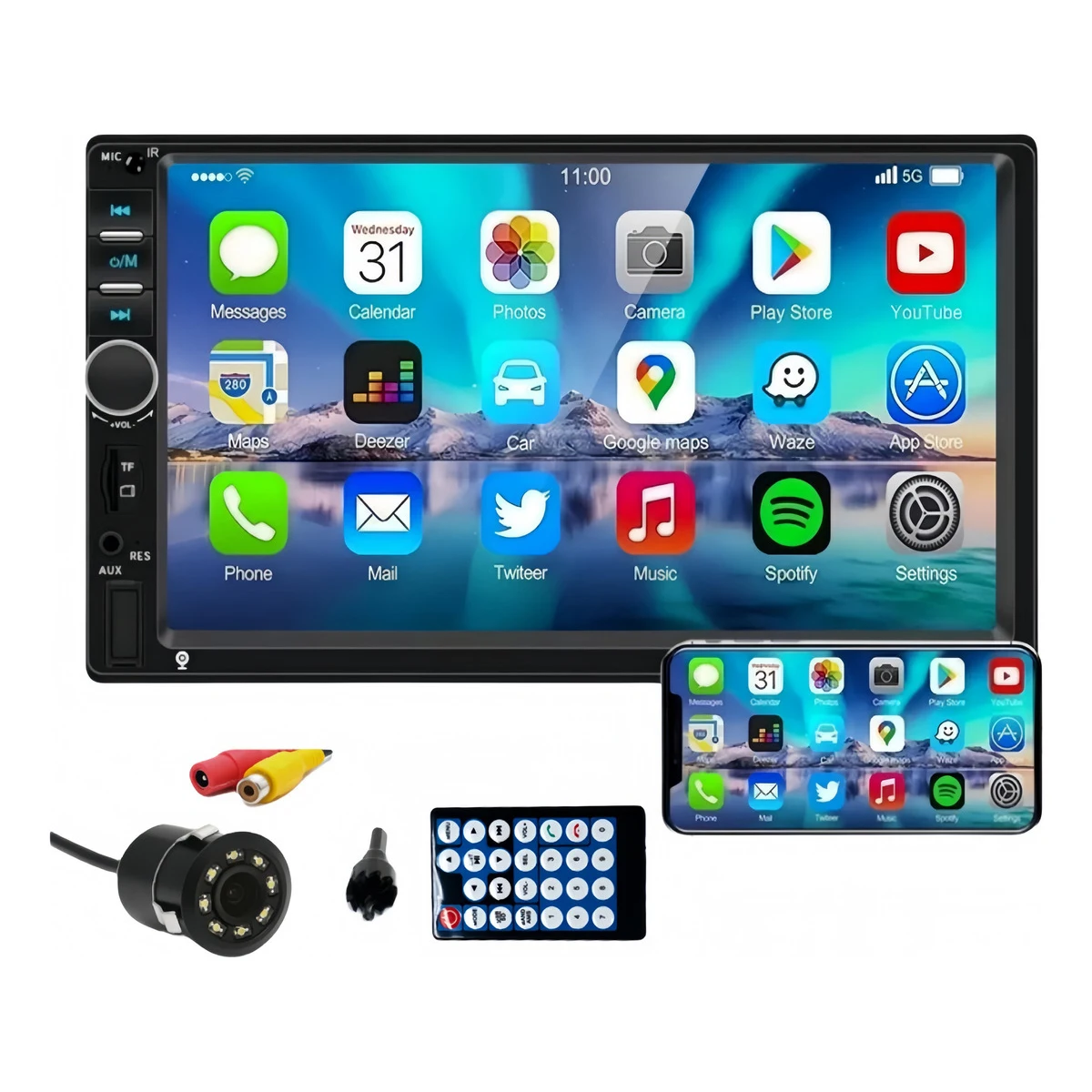 Reproductor Multimedia Universal Para Coche Autorradio 2 Din Con Pantalla Tactil HD De 7 Pulgadas MP5 USB BT Tarjeta TF