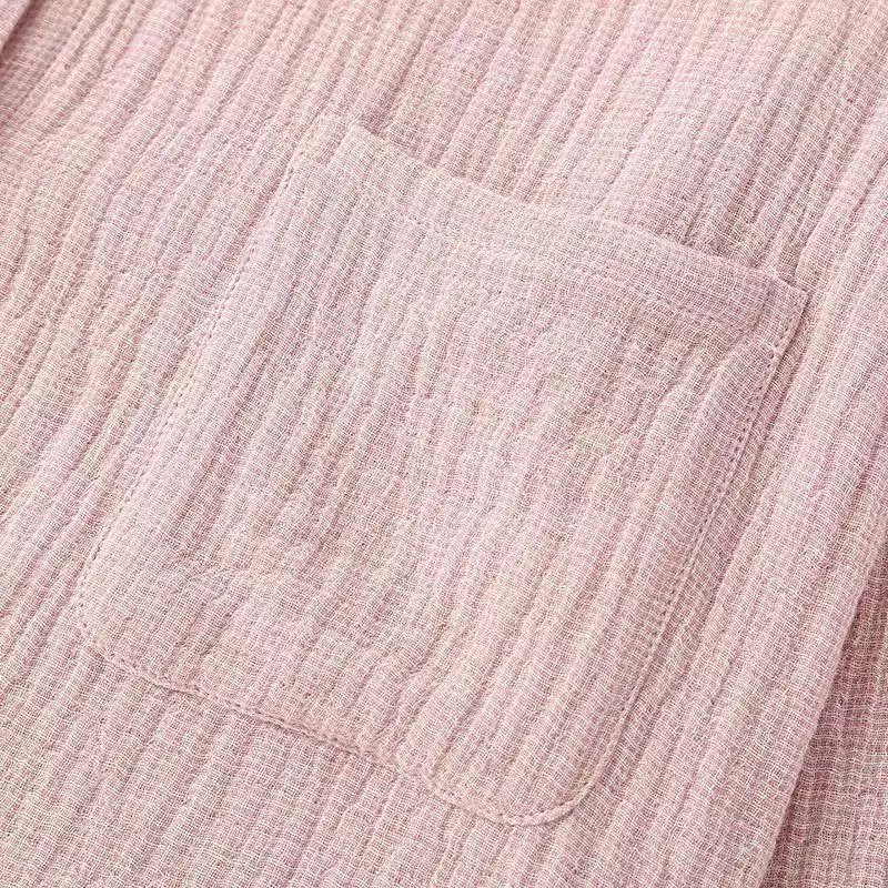 Japanese Style Pure Cotton Pajamas Men Women Breathable Four Layer Gauze Shirt Pants Set Comfortable Leisure Couples Homewear