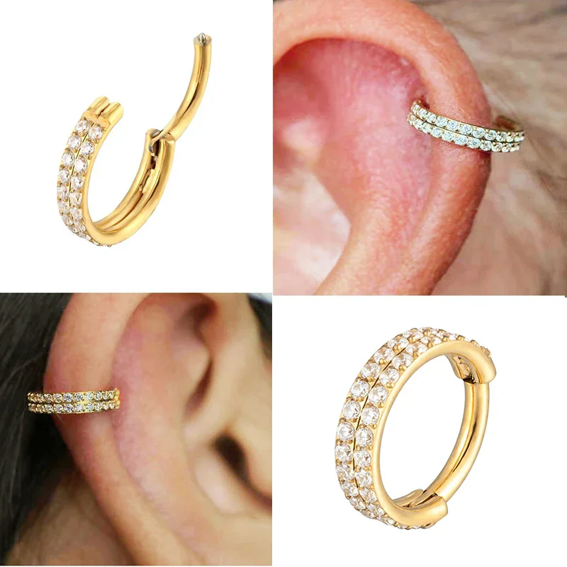 F136 Titan Piercing Nasenringe Septum Clicker Zirkon Ohrringe Knorpel Tragus Labret Piercing Frauen Männer Körper Schmuck Geschenk – Detail 8